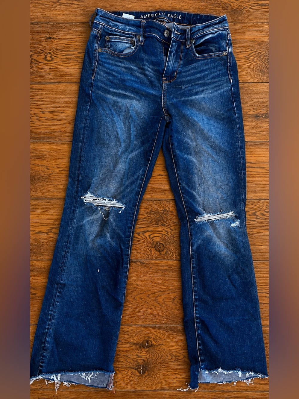 American Eagle Raw Hem Distressed Flare Jeans Size 4